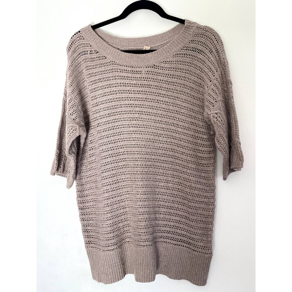 Mystree Open Knit Mohair Blend Neutral Boho Sweater Size Medium - Large A54 - Picture 1 of 10